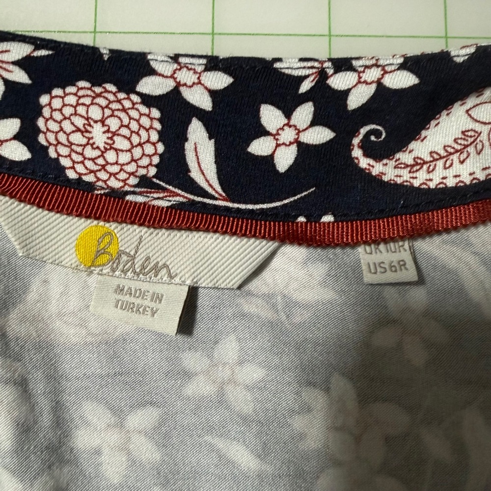 Boden Wrap Dress Midi Paisley Floral N Neck size medium size 10 medium viscose - Picture 5 of 10